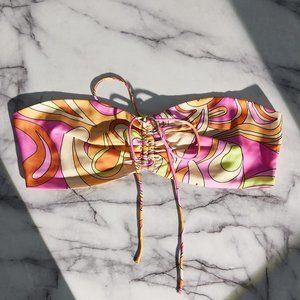 FRANKIE Two Tone Satin Bandeau - Psychedelic Print